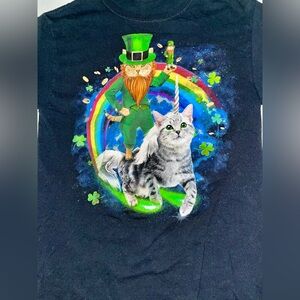 💙 NIBag St Patrick’s Day Leprechaun Unicorn Cat Graphic Shirt